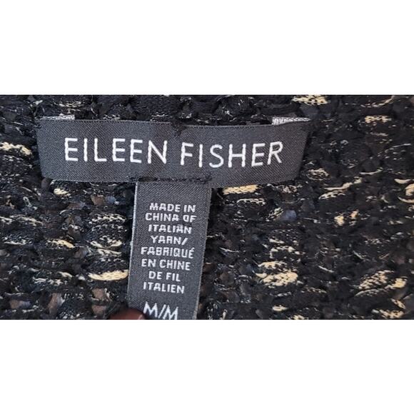 Eileen Fisher Organic Cotton Sweater – Knubby Knit – Black/Brown – Boat Neck – M - Picture 5 of 8